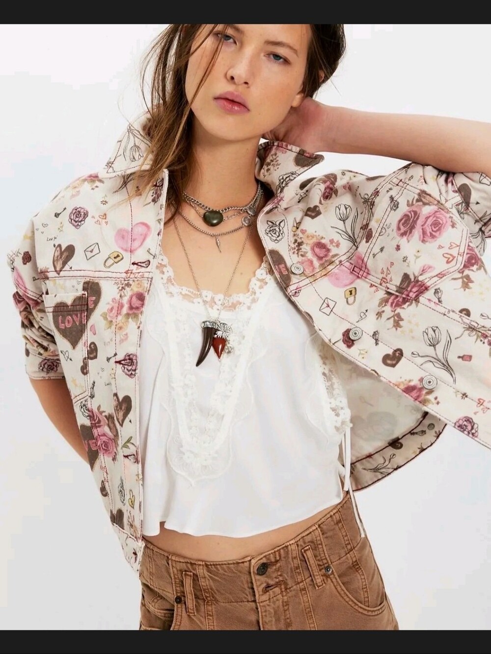 Sold Out BNWT We The Free Opal Swing Printed Denim Jacket Size XS -  Retail $189